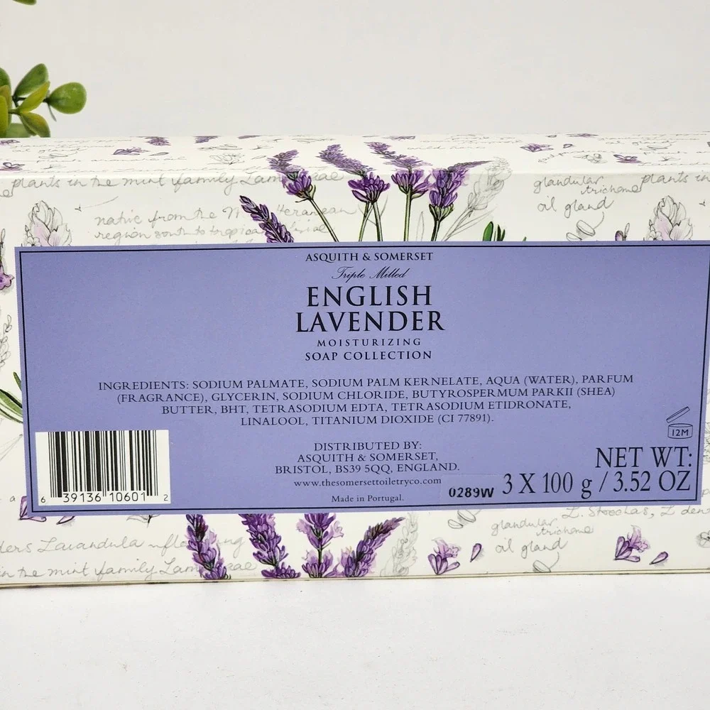 Asquith & Somerset English Lavender Soap Bar Collection Set 3 x 3.52 oz Each
